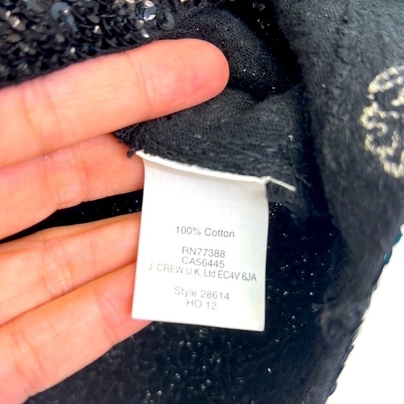 J Crew - Vintage Black And Cream Polka Dot Sequin Short Sleeve Top Size XS - Picture 10 of 11